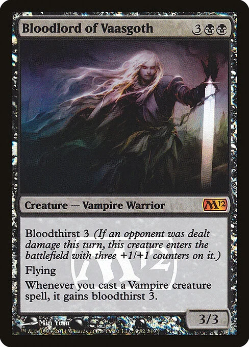 Bloodlord of Vaasgoth, carta Magic di tipo Creature — Vampire Warrior illustrata da Min Yum