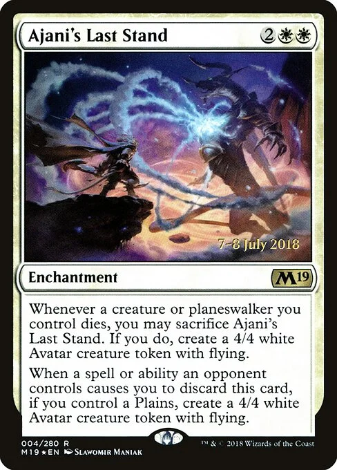 Ajani's Last Stand, carta Magic di tipo Enchantment illustrata da Slawomir Maniak