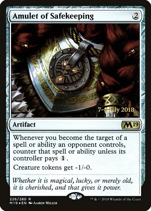 Amulet of Safekeeping, carta Magic di tipo Artifact illustrata da Aaron Miller
