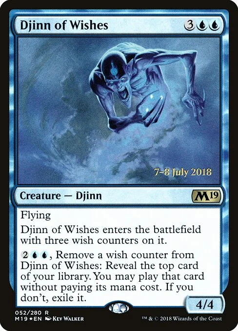 Djinn of Wishes, carta Magic di tipo Creature — Djinn illustrata da Kev Walker