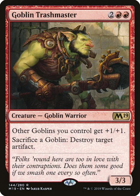 Goblin Trashmaster, carta Magic di tipo Creature — Goblin Warrior illustrata da Jakub Kasper