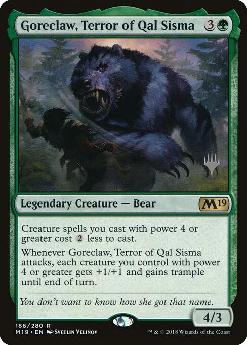 Goreclaw, Terror of Qal Sisma, carta Magic di tipo Legendary Creature — Bear illustrata da Svetlin Velinov