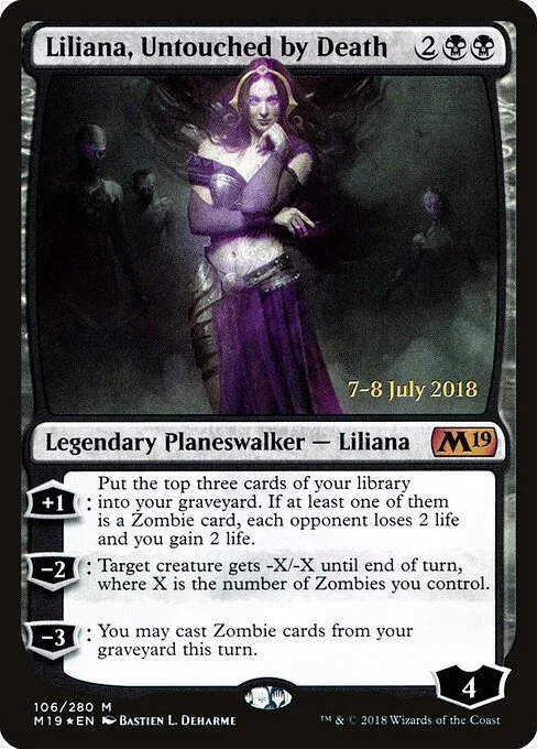 Liliana, Untouched by Death, carta Magic di tipo Legendary Planeswalker — Liliana illustrata da Bastien L. Deharme