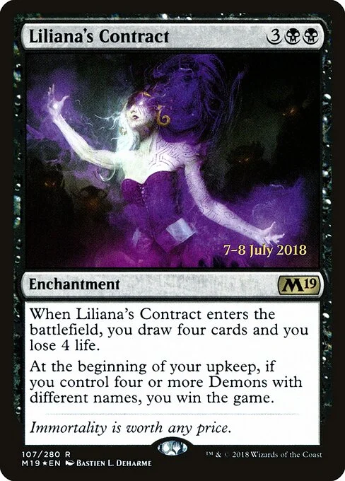 Liliana's Contract, carta Magic di tipo Enchantment illustrata da Bastien L. Deharme