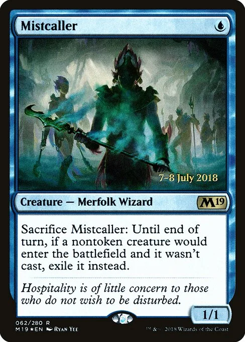 Mistcaller, carta Magic di tipo Creature — Merfolk Wizard illustrata da Ryan Yee