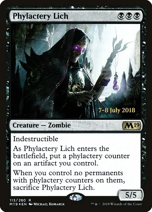 Phylactery Lich, carta Magic di tipo Creature — Zombie illustrata da Michael Komarck