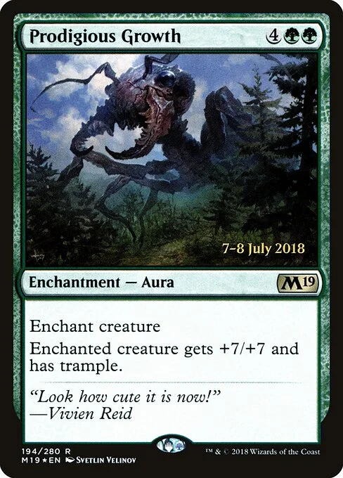 Prodigious Growth, carta Magic di tipo Enchantment — Aura illustrata da Svetlin Velinov