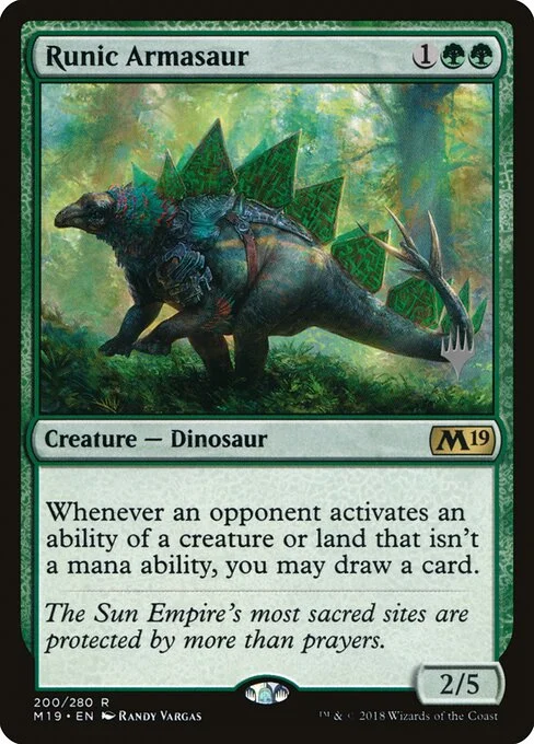 Runic Armasaur, carta Magic di tipo Creature — Dinosaur illustrata da Randy Vargas