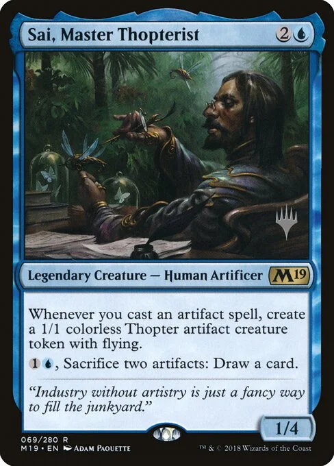 Sai, Master Thopterist, carta Magic di tipo Legendary Creature — Human Artificer illustrata da Adam Paquette