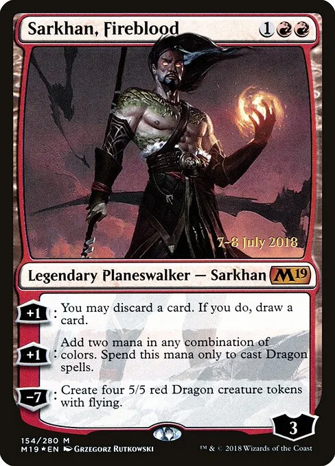 Sarkhan, Fireblood, carta Magic di tipo Legendary Planeswalker — Sarkhan illustrata da Grzegorz Rutkowski