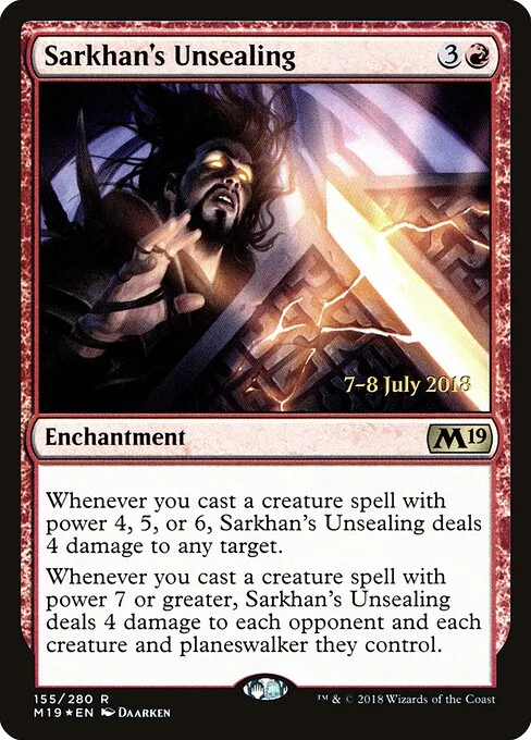 Sarkhan's Unsealing, carta Magic di tipo Enchantment illustrata da Daarken