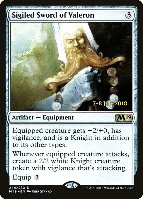 Sigiled Sword of Valeron, carta Magic di tipo Artifact — Equipment illustrata da John Stanko