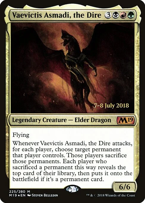 Vaevictis Asmadi, the Dire, carta Magic di tipo Legendary Creature — Elder Dragon illustrata da Steven Belledin