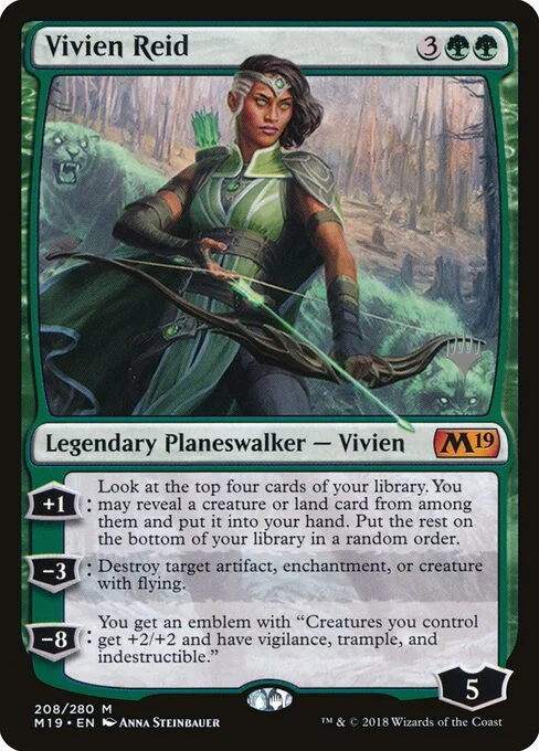 Vivien Reid, carta Magic di tipo Legendary Planeswalker — Vivien illustrata da Anna Steinbauer