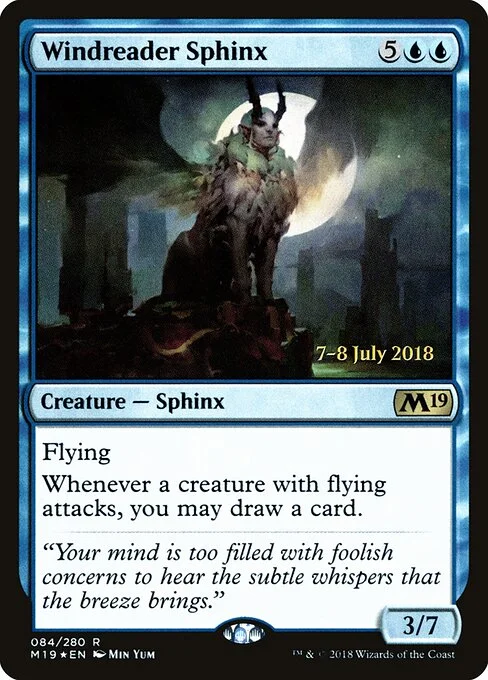 Windreader Sphinx, carta Magic di tipo Creature — Sphinx illustrata da Min Yum