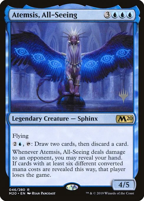 Atemsis, All-Seeing, carta Magic di tipo Legendary Creature — Sphinx illustrata da Ryan Pancoast