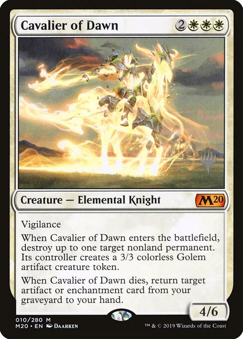Cavalier of Dawn, carta Magic di tipo Creature — Elemental Knight illustrata da Daarken