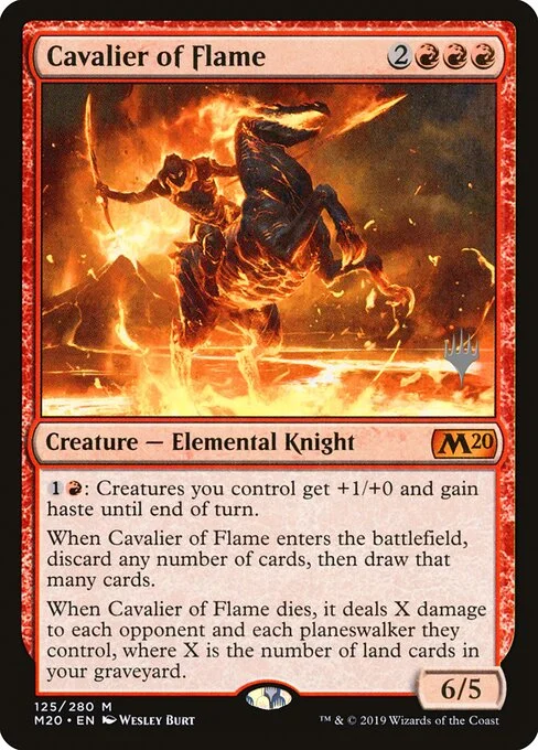 Cavalier of Flame, carta Magic di tipo Creature — Elemental Knight illustrata da Wesley Burt