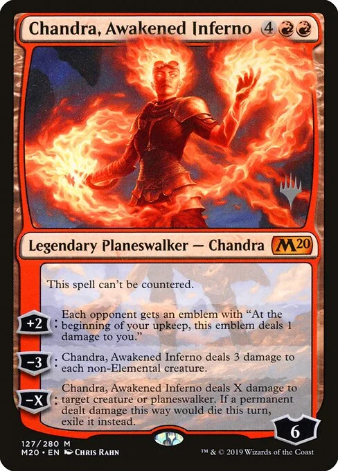 Chandra, Awakened Inferno, carta Magic di tipo Legendary Planeswalker — Chandra illustrata da Chris Rahn
