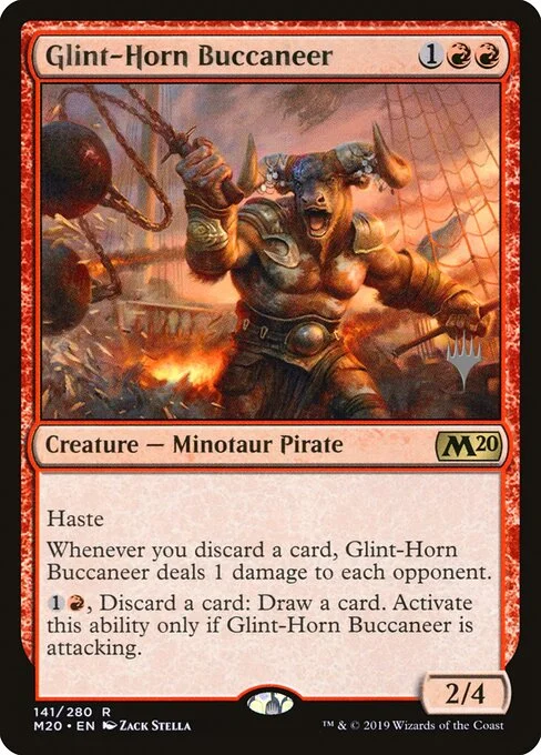 Glint-Horn Buccaneer, carta Magic di tipo Creature — Minotaur Pirate illustrata da Zack Stella