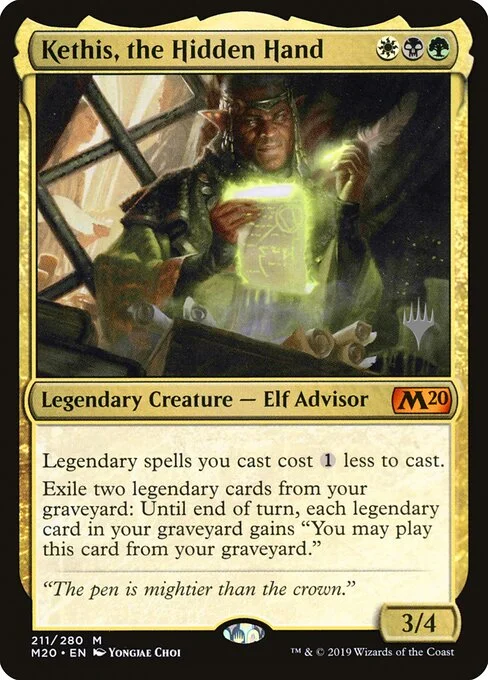 Kethis, the Hidden Hand, carta Magic di tipo Legendary Creature — Elf Advisor illustrata da Yongjae Choi