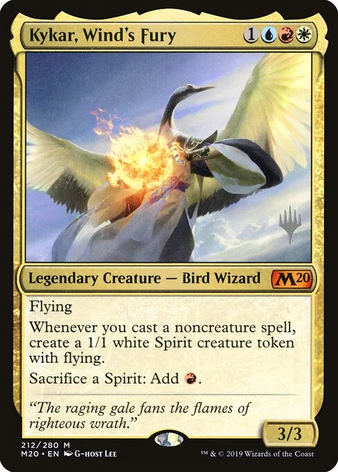 Kykar, Wind's Fury, carta Magic di tipo Legendary Creature — Bird Wizard illustrata da G-host Lee