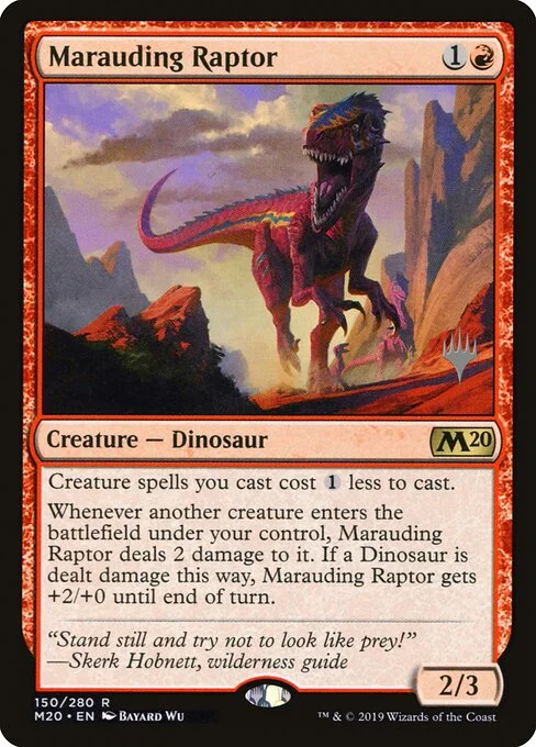 Marauding Raptor, carta Magic di tipo Creature — Dinosaur illustrata da Bayard Wu