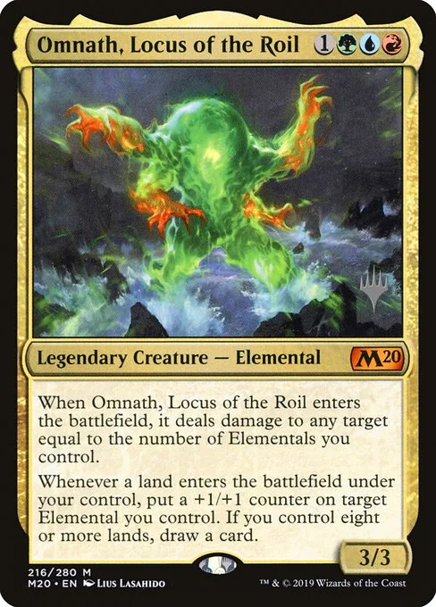 Omnath, Locus of the Roil, carta Magic di tipo Legendary Creature — Elemental illustrata da Lius Lasahido