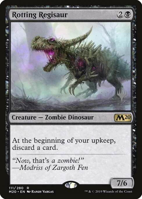 Rotting Regisaur, carta Magic di tipo Creature — Zombie Dinosaur illustrata da Randy Vargas