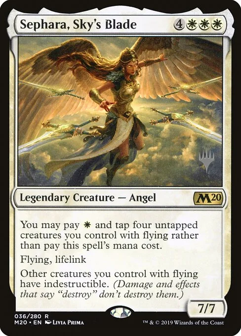 Sephara, Sky's Blade, carta Magic di tipo Legendary Creature — Angel illustrata da Livia Prima