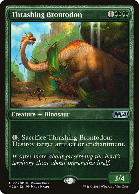 Thrashing Brontodon, carta Magic di tipo Creature — Dinosaur illustrata da Jakub Kasper