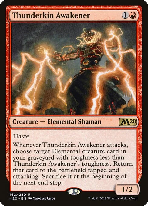 Thunderkin Awakener, carta Magic di tipo Creature — Elemental Shaman illustrata da Yongjae Choi