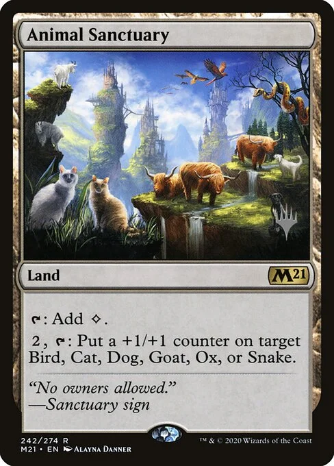 Animal Sanctuary, carta Magic di tipo Land illustrata da Alayna Danner