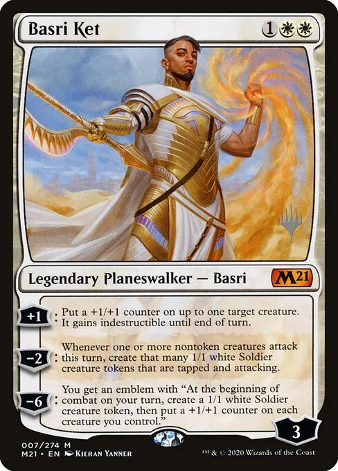 Basri Ket, carta Magic di tipo Legendary Planeswalker — Basri illustrata da Kieran Yanner