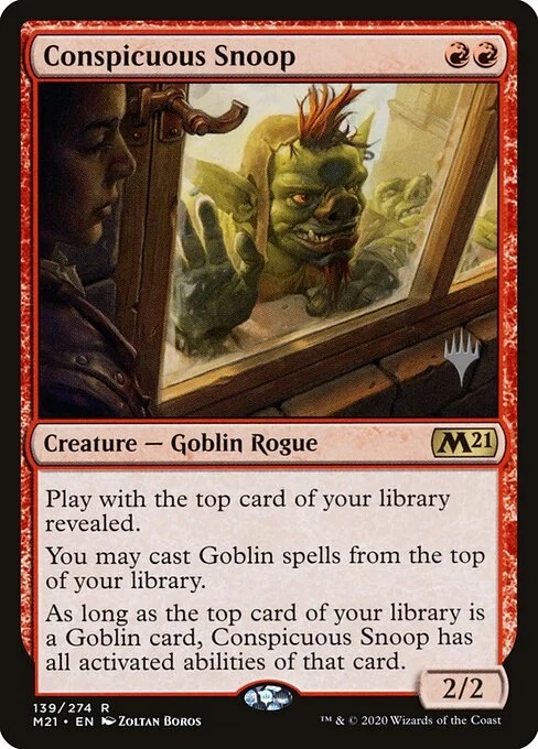 Conspicuous Snoop, carta Magic di tipo Creature — Goblin Rogue illustrata da Zoltan Boros