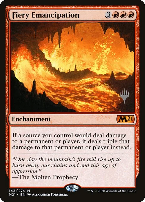 Fiery Emancipation, carta Magic di tipo Enchantment illustrata da Alexander Forssberg