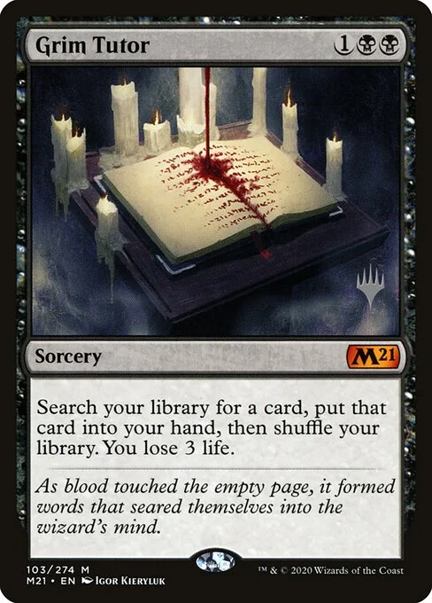 Grim Tutor, carta Magic di tipo Sorcery illustrata da Igor Kieryluk