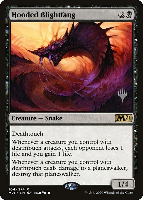 Hooded Blightfang, carta Magic di tipo Creature — Snake illustrata da Uriah Voth