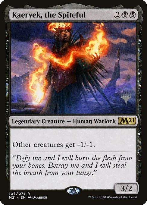 Kaervek, the Spiteful, carta Magic di tipo Legendary Creature — Human Warlock illustrata da Daarken