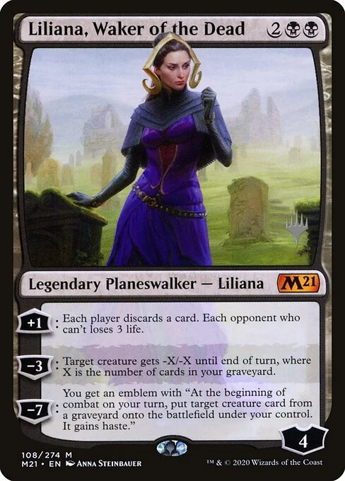 Liliana, Waker of the Dead, carta Magic di tipo Legendary Planeswalker — Liliana illustrata da Anna Steinbauer