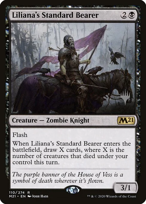Liliana's Standard Bearer, carta Magic di tipo Creature — Zombie Knight illustrata da Josh Hass
