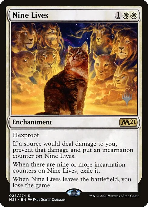 Nine Lives, carta Magic di tipo Enchantment illustrata da Paul Scott Canavan