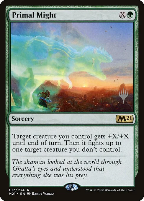 Primal Might, carta Magic di tipo Sorcery illustrata da Randy Vargas