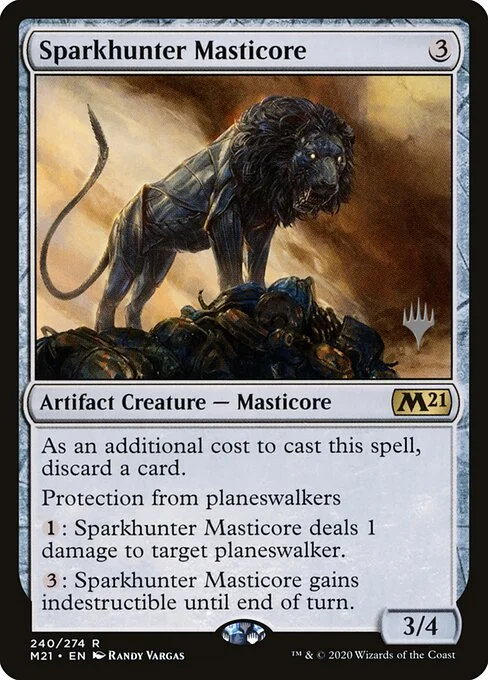 Sparkhunter Masticore, carta Magic di tipo Artifact Creature — Masticore illustrata da Randy Vargas