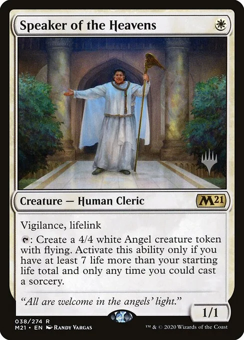 Speaker of the Heavens, carta Magic di tipo Creature — Human Cleric illustrata da Randy Vargas