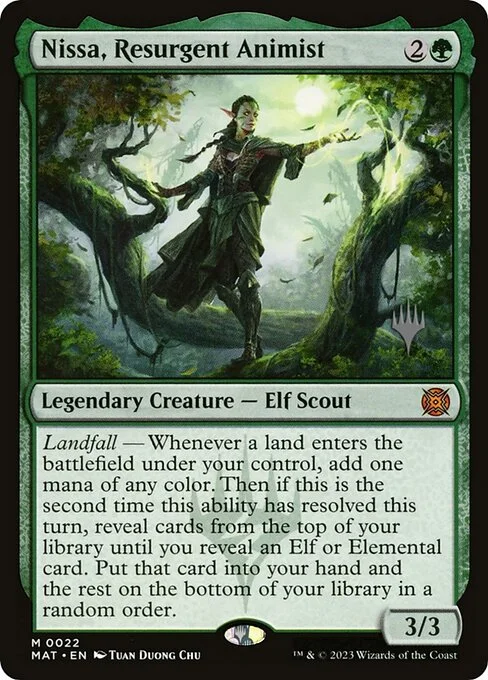 Nissa, Resurgent Animist, carta Magic di tipo Legendary Creature — Elf Scout illustrata da Tuan Duong Chu