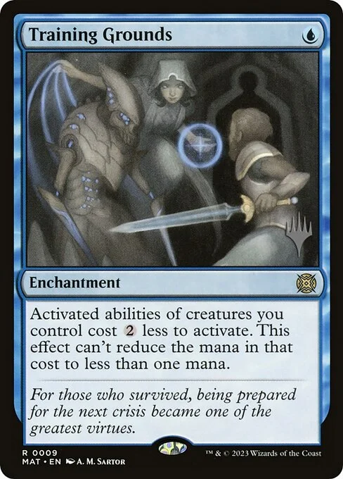 Training Grounds, carta Magic di tipo Enchantment illustrata da A. M. Sartor