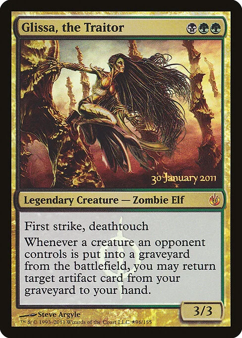 Glissa, the Traitor, carta Magic di tipo Legendary Creature — Phyrexian Zombie Elf illustrata da Steve Argyle