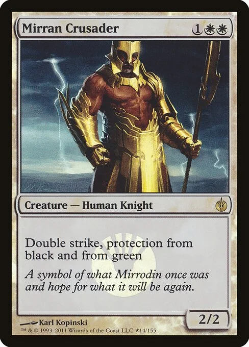 Mirran Crusader, carta Magic di tipo Creature — Human Knight illustrata da Karl Kopinski