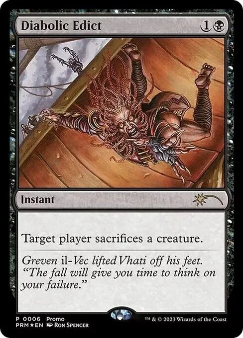 Diabolic Edict, carta Magic di tipo Instant illustrata da Ron Spencer